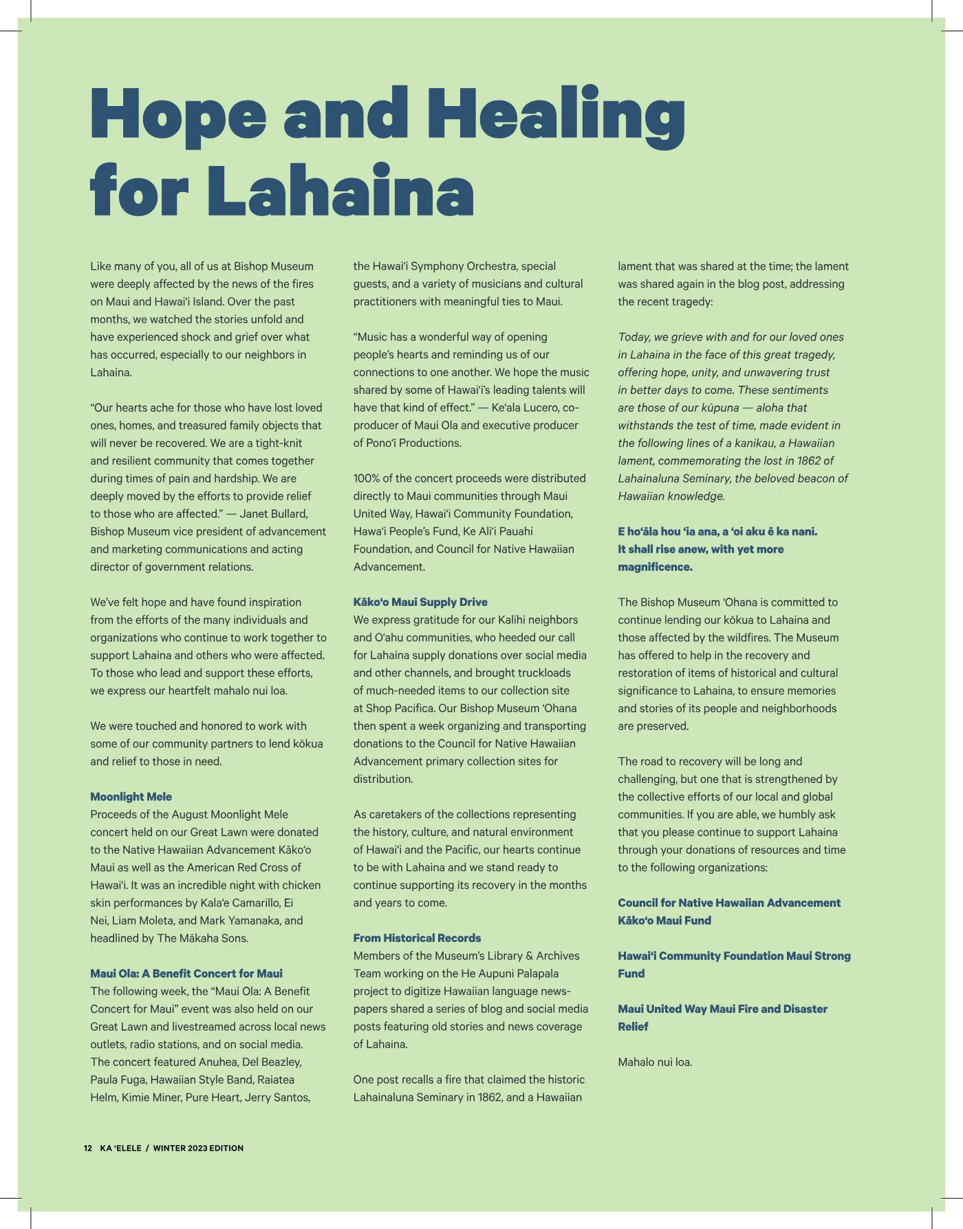 Ka ʻElele Winter 2023, page 12